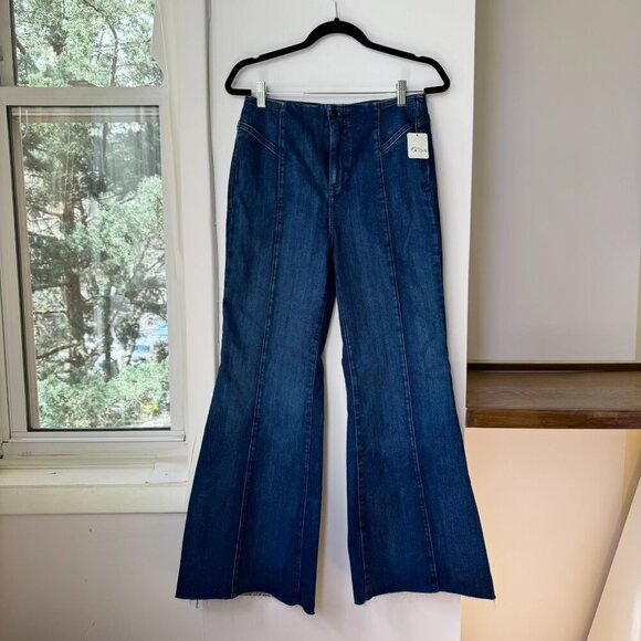 NWT Free People CRVY Wild Honey Denim Jeans Flare Mid Rise Dark Blue 29 Short - Picture 12 of 14